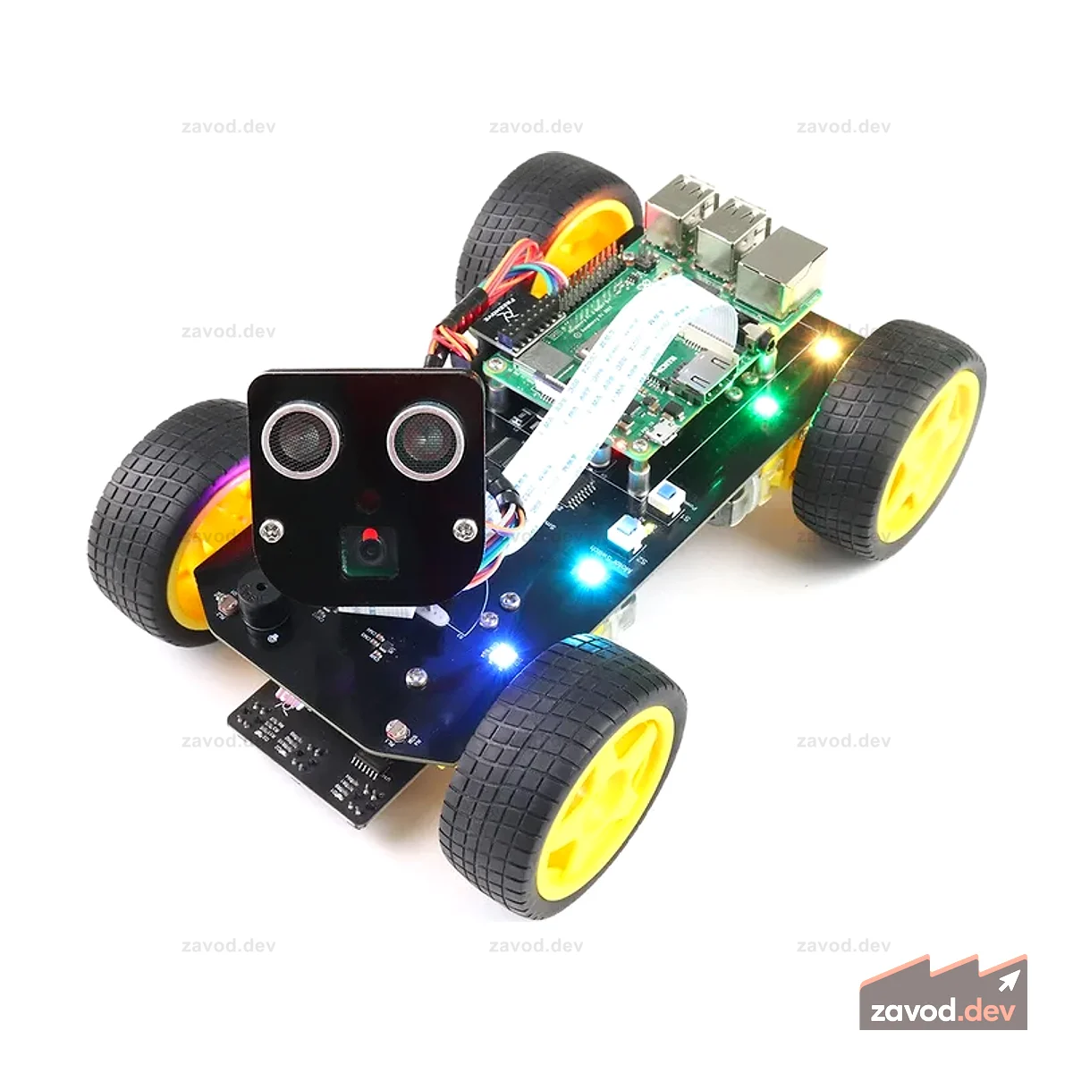 Автомобильный комплект Freenove 4WD Smart для Raspberry Pi 5 4 B 3 B+ Zero 2 W, отслеживание лиц, отслеживание линий, отслеживание света, предотвращение препятствий, управление приложениями, камера, сервопривод