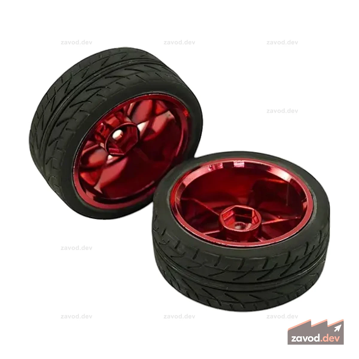 D65mm Пара резиновых колес - красные (без вала)
