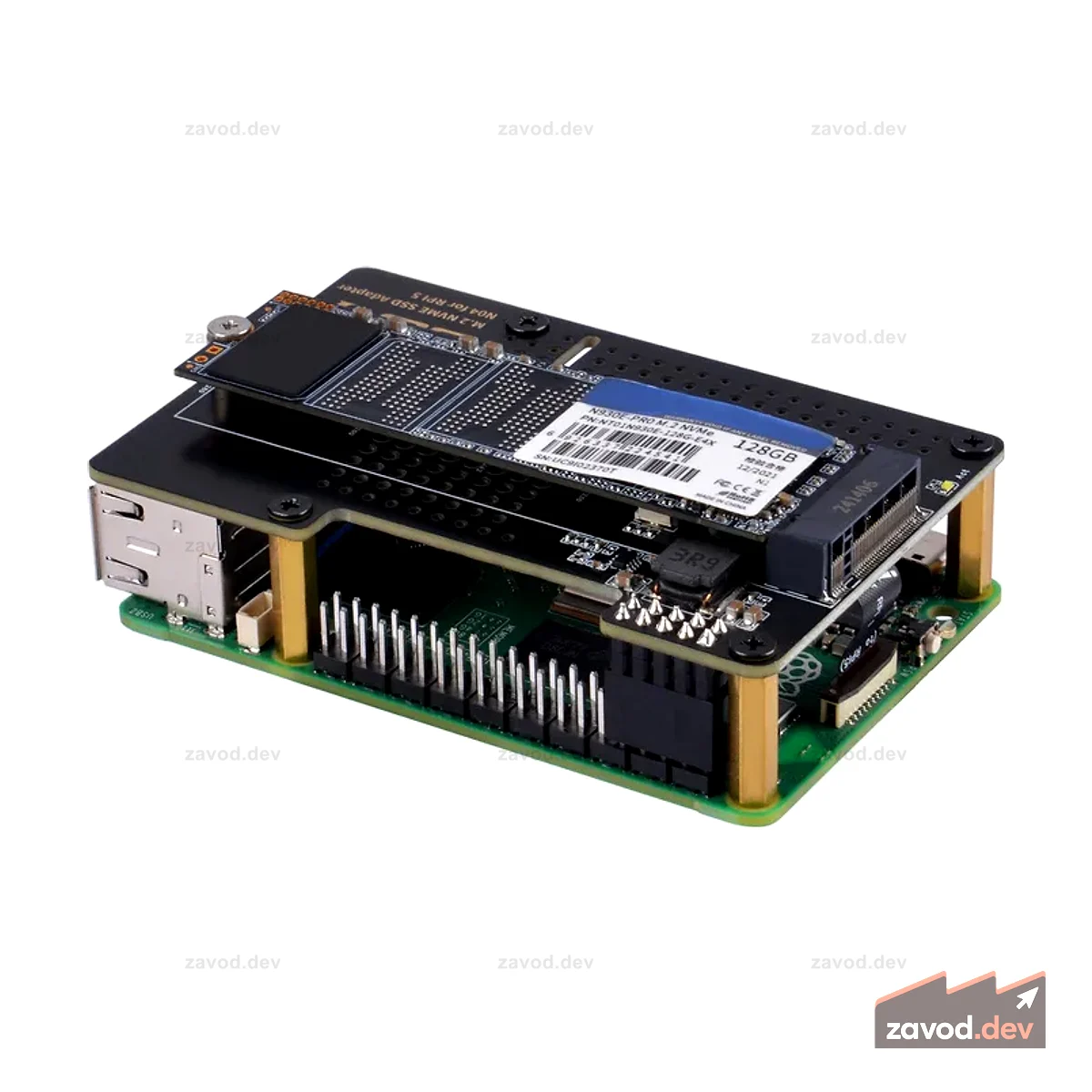 52Pi N04 Адаптер M.2 NVMe к PCIe для Raspberry Pi 5, поддержка M.2 NVMe SSD 2230 2242 2260 2280