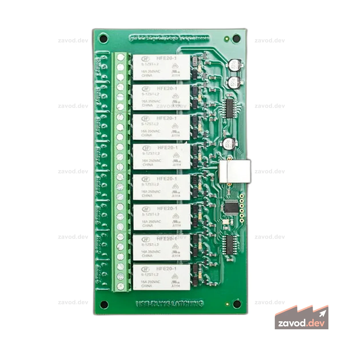 8-канальный релейный модуль (USB-RLY16L, версия с низким энергопотреблением, до 16 А)