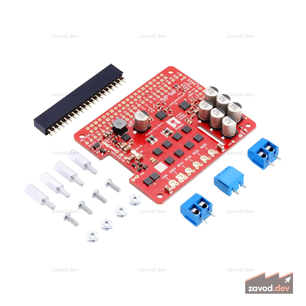 Драйвер двигателя высокой мощности Pololu Dual G2 24v14 для Raspberry Pi (неполный комплект)