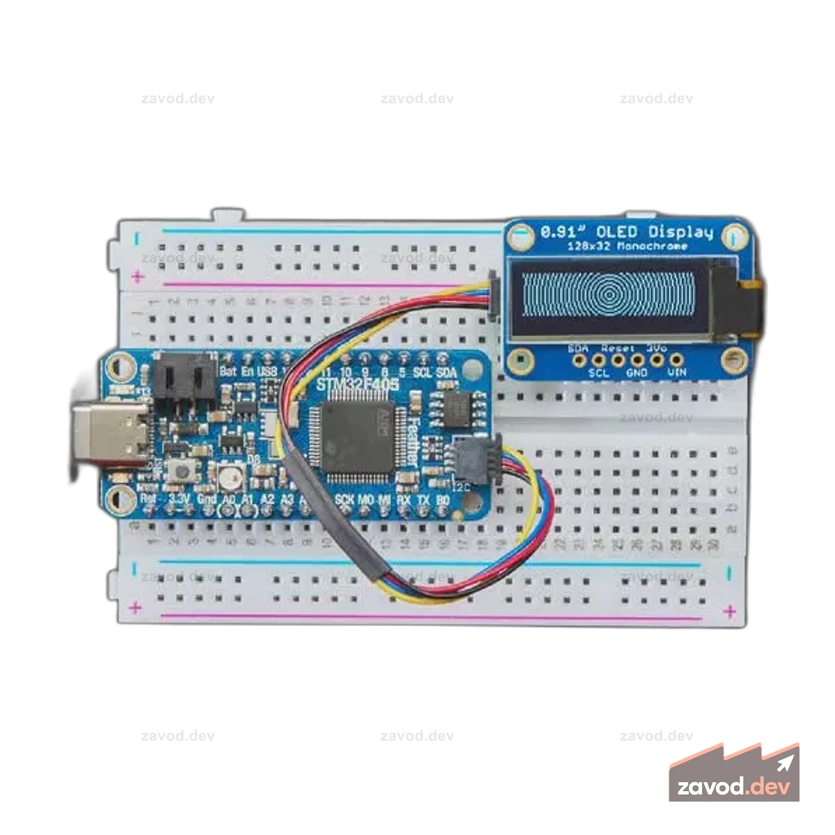 Монохромный 0,91-дюймовый 128x32 I2C OLED-дисплей — STEMMA QT / Qwiic