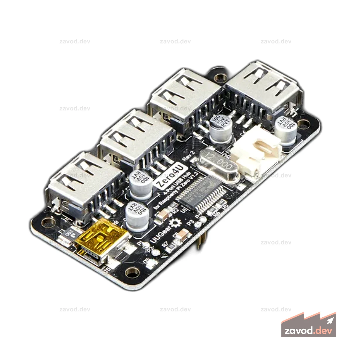 ZERO4U: 4-PORT USB HUB FOR RASPBERRY PI ZERO (V1.3 AND W)