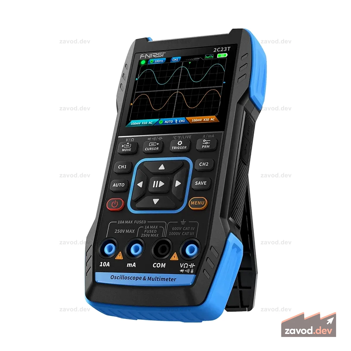 FNIRSI® 2C23T Ручной двухканальный осциллограф 3-в-1, 10 МГц, 50 мс/с, мультиметр, генератор функций DDS