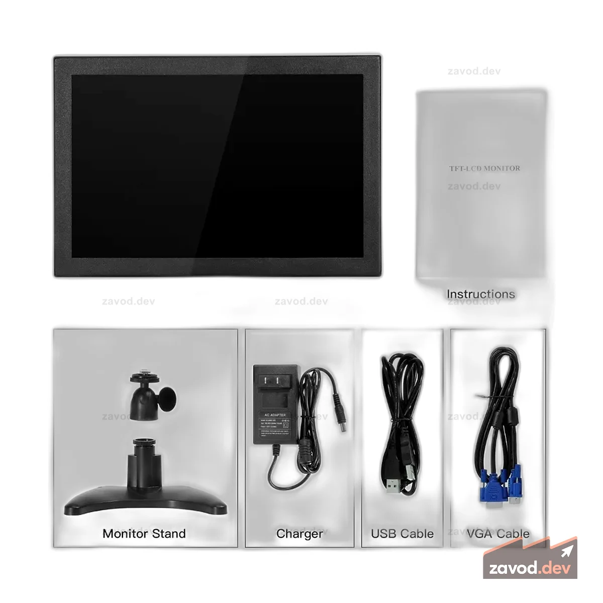 GC1016 10,1-дюймовый TFT-ЖК-монитор, цветной экран 1280*800, AV1, VGA, HDMI, BNC, USB-вход, встроенный динамик