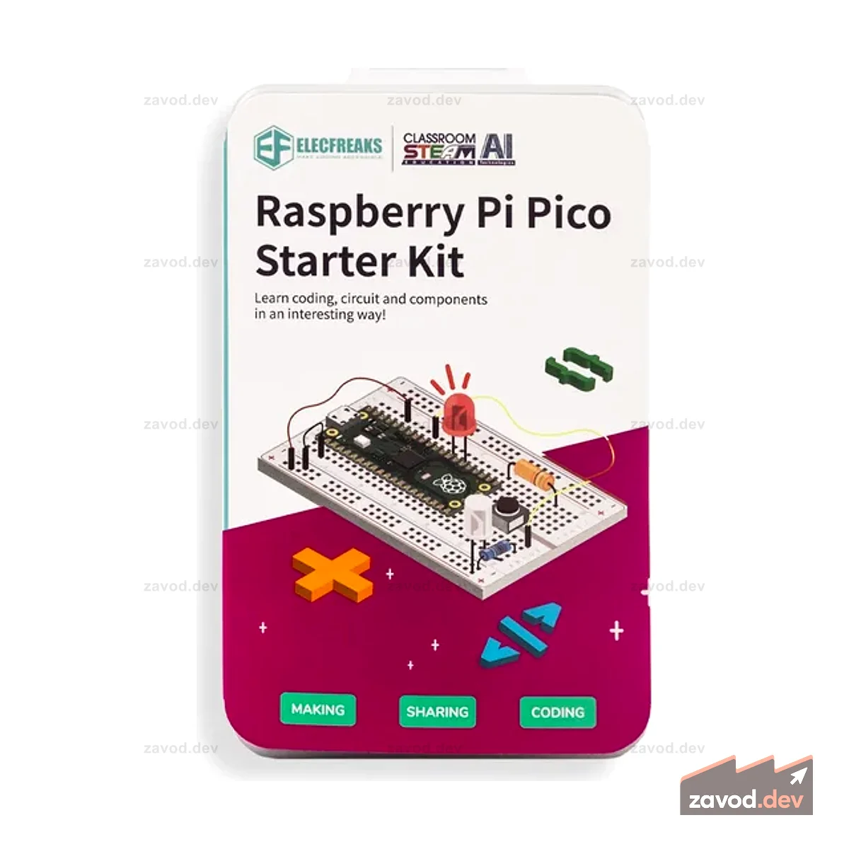 ELECFREAKS Стартовый комплект Raspberry Pi, основные проекты Raspberry Pi Pico для начинающих