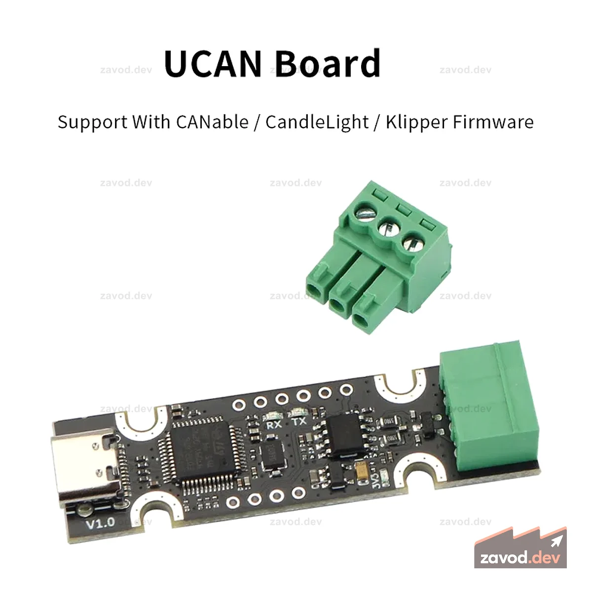 Плата FYSETC UCAN на базе адаптера STM32F072 USB-CAN с поддержкой прошивки CANable/CandleLight/Klipper