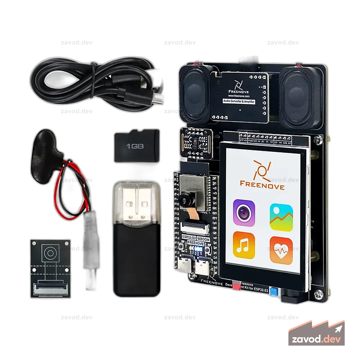 Комплект разработчика Freenove для ESP32-S3 ESP32 S3 CAM-камеры Wi-Fi Bluetooth, двухъядерный 32-битный микроконтроллер с частотой 240 МГц, сенсорный экран Стереодинамики Датчик сердечного ритма, учебный код