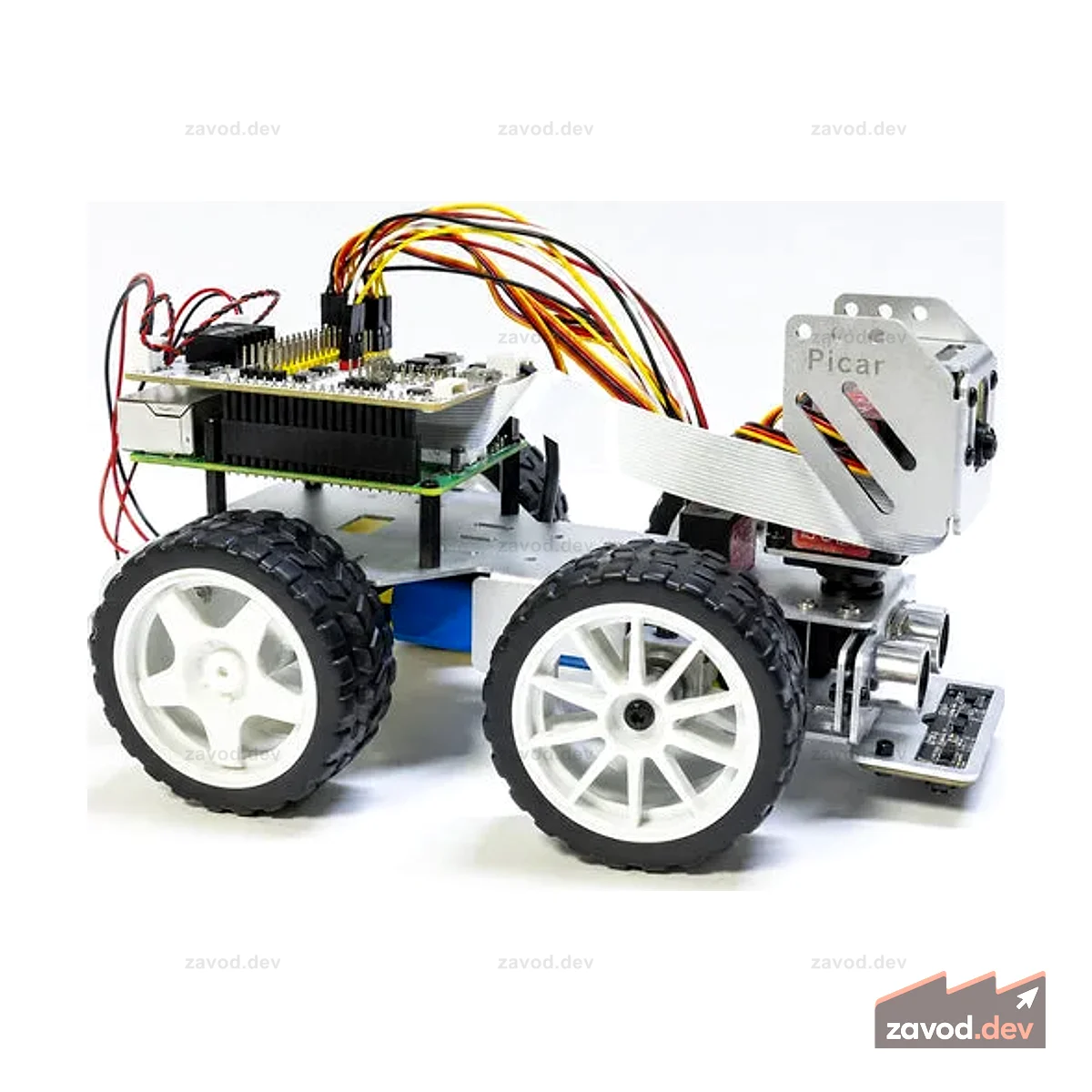 Автомобильный комплект видеоробота Picar AI для Raspberry Pi 5/4/3B+/Zero 2w, LLMs ChatGPT-4o/Gemini/Grok, распознавание голоса и видео, Python, Scratch, камера, аккумулятор (RPI в комплект не входит)