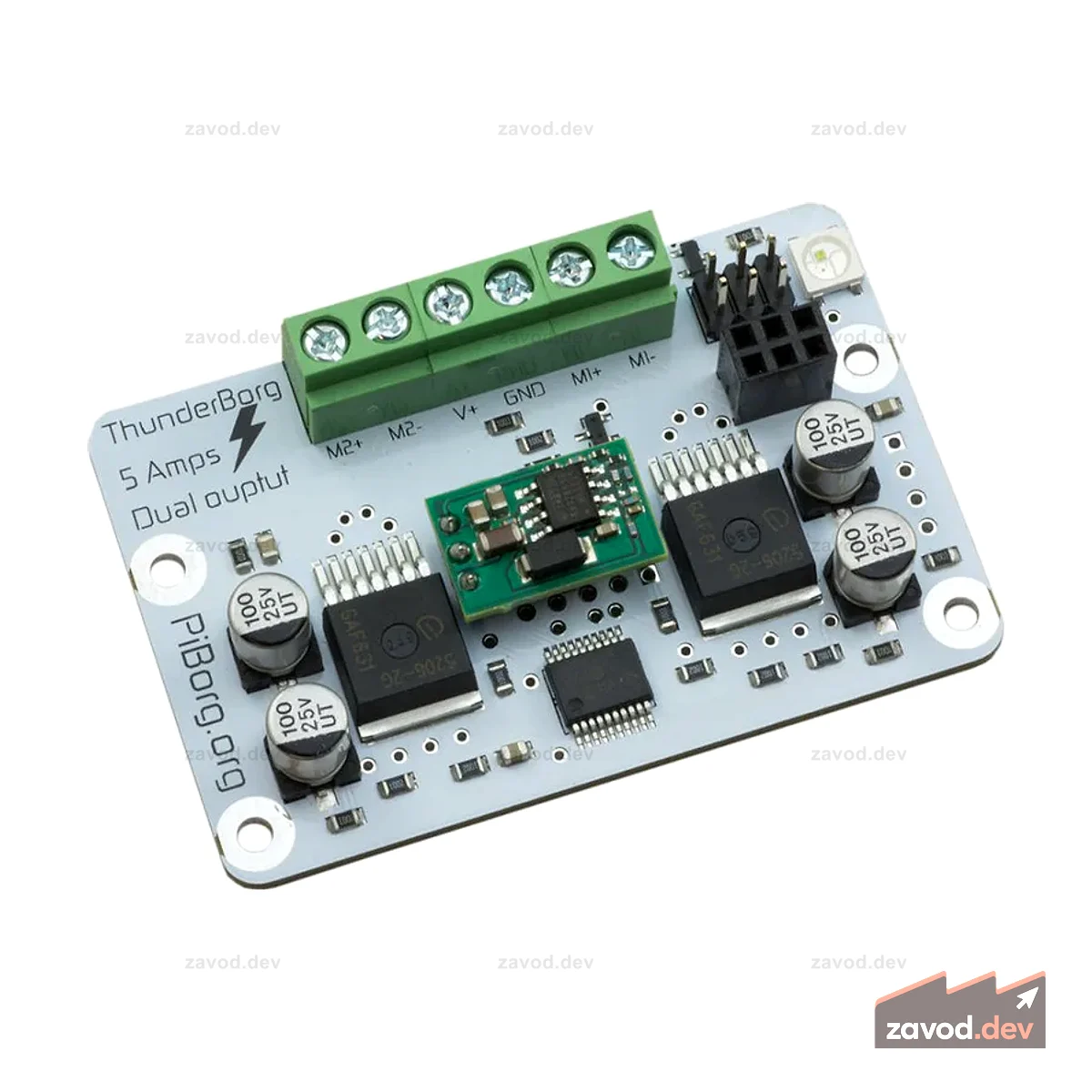 ThunderBorg — контроллер двигателя с двойным током 5 А, DC/DC и RGB-светодиодом