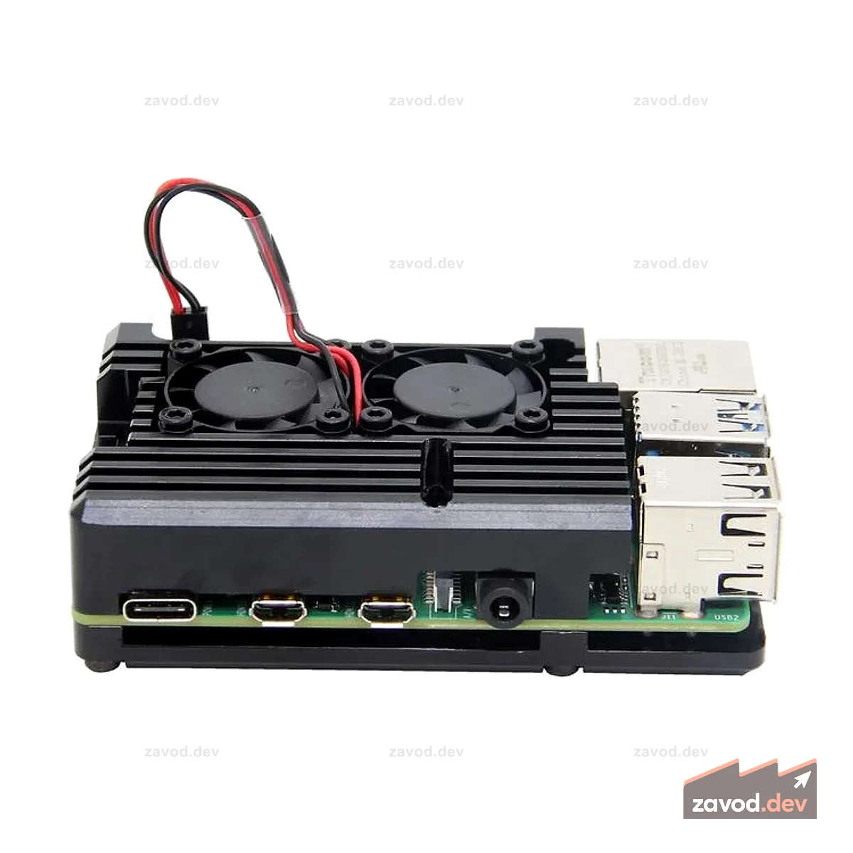 Охлаждающий корпус из алюминиевого сплава Black Raspberry Pi 4 с вентиляторами