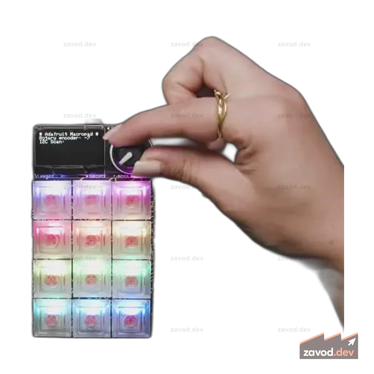 Стартовый комплект Adafruit MacroPad RP2040 — клавиши 3x4 + кодировщик + OLED