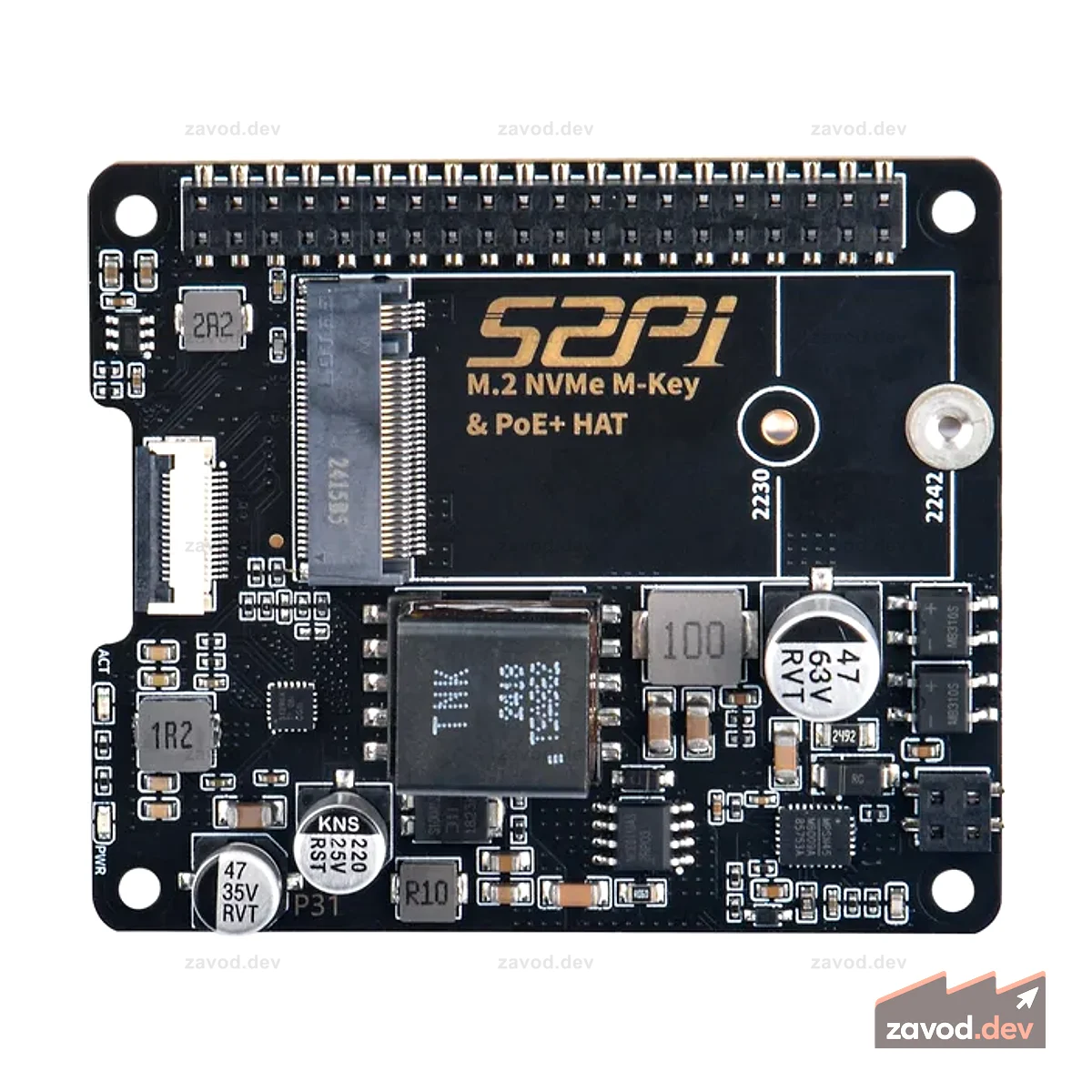 52Pi M.2 NVMe M-KEY PoE + Hat с официальным активным кулером Pi 5 для Raspberry Pi 5, поддержка SSD M.2 NVMe 2230 2242