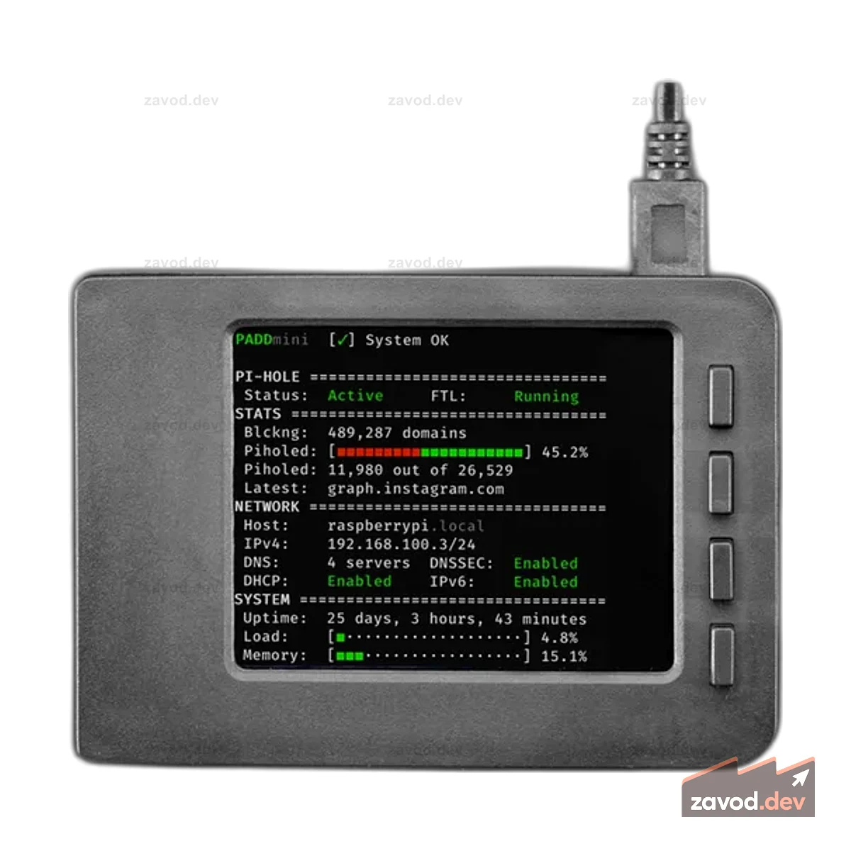 Комплект блокировки рекламы для Pi-Hole с 2,8 PiTFT — без пайки! - Raspberry Pi в комплект не входит
