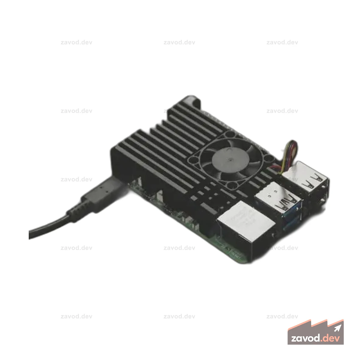 Алюминиевый металлический радиатор Raspberry Pi 5 с вентилятором