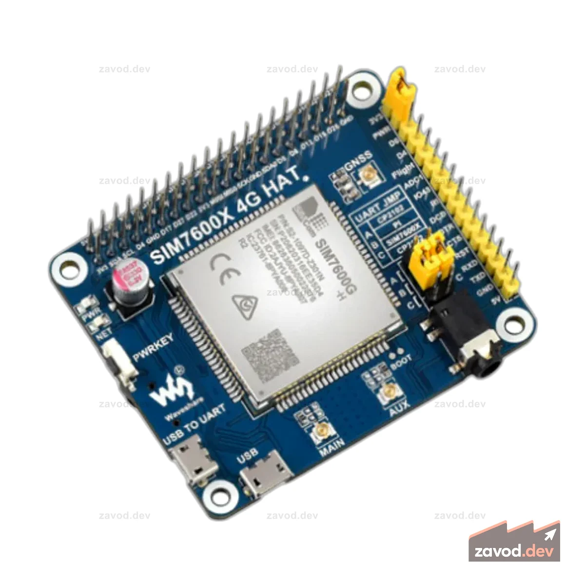 Шляпа Waveshare SIM7600G-H 4G для Raspberry Pi, поддержка LTE Cat-4 4G/3G/2G