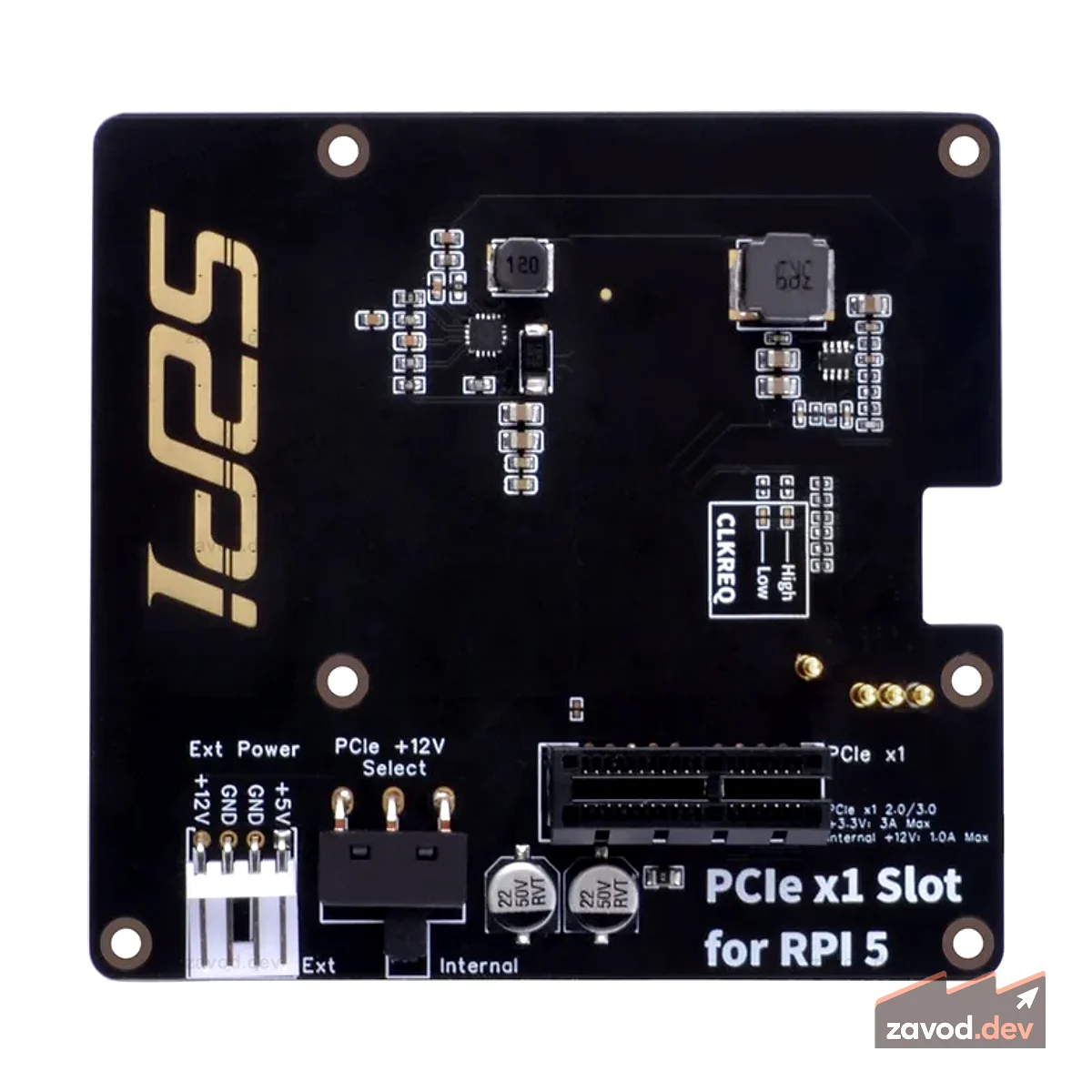 52Pi P02 Слот PCIe для Raspberry Pi 5, слот PCIe от Pi 5 до PCIe x1, поддержка сетевой интерфейсной карты