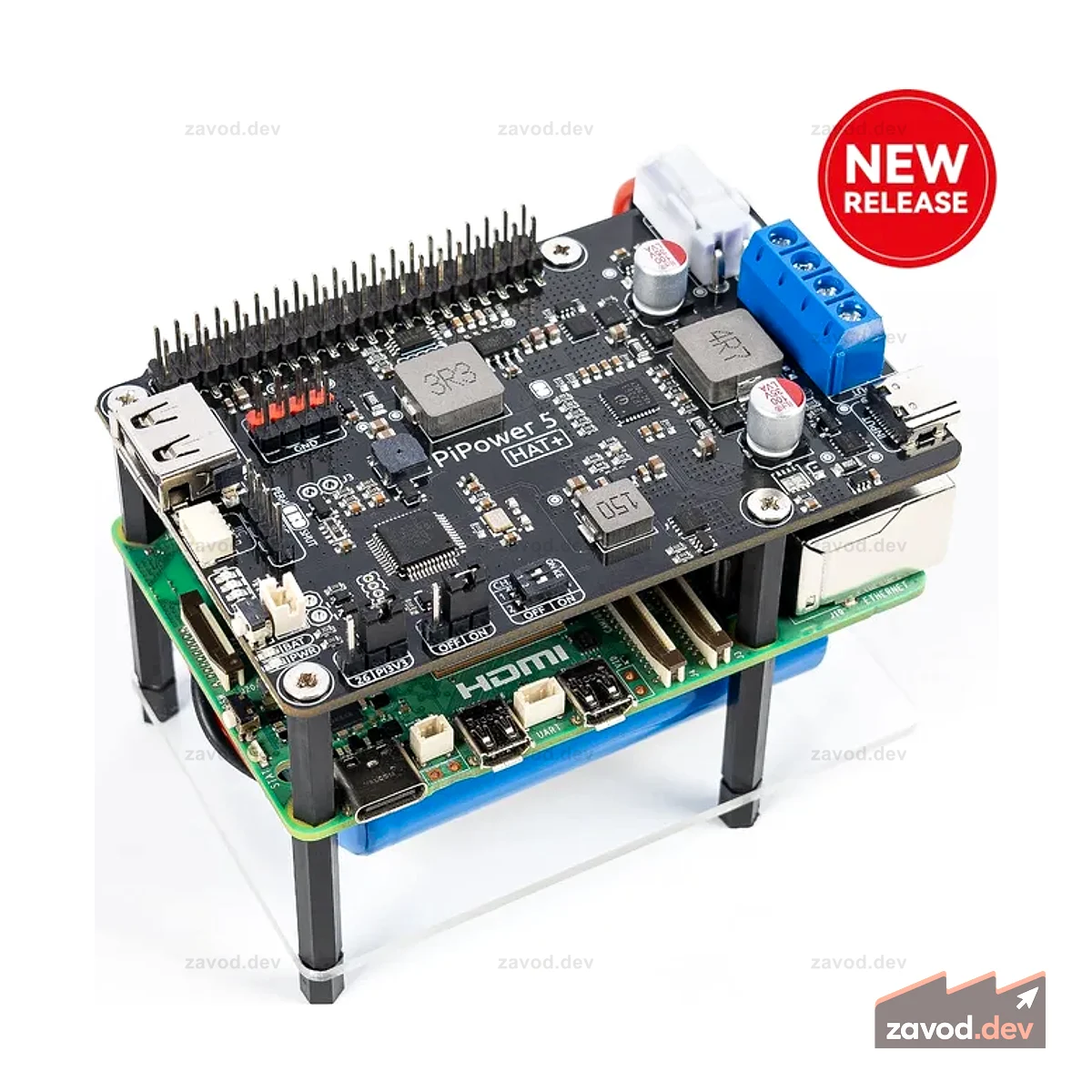 PiPower 5 Raspberry Pi 5/4B/3B+/Zero 2 Вт ИБП HAT, источник питания 5 В/5 А с резервной батареей, безопасное завершение работы, интеллектуальные оповещения и мониторинг, USB-C PD 45 Вт, интеллектуальное управление питанием для NAS, сервера, домашнего помощника