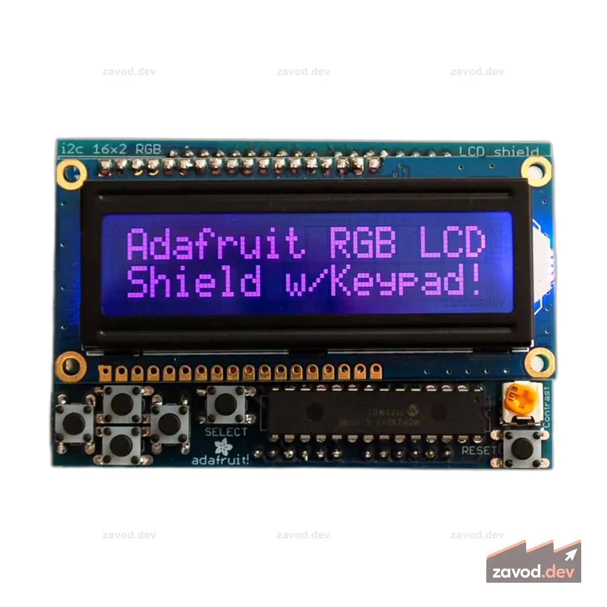 Комплект RGB LCD Shield с символьным дисплеем 16x2 — используются только 2 контакта! [НЕГАТИВНЫЙ ДИСПЛЕЙ]