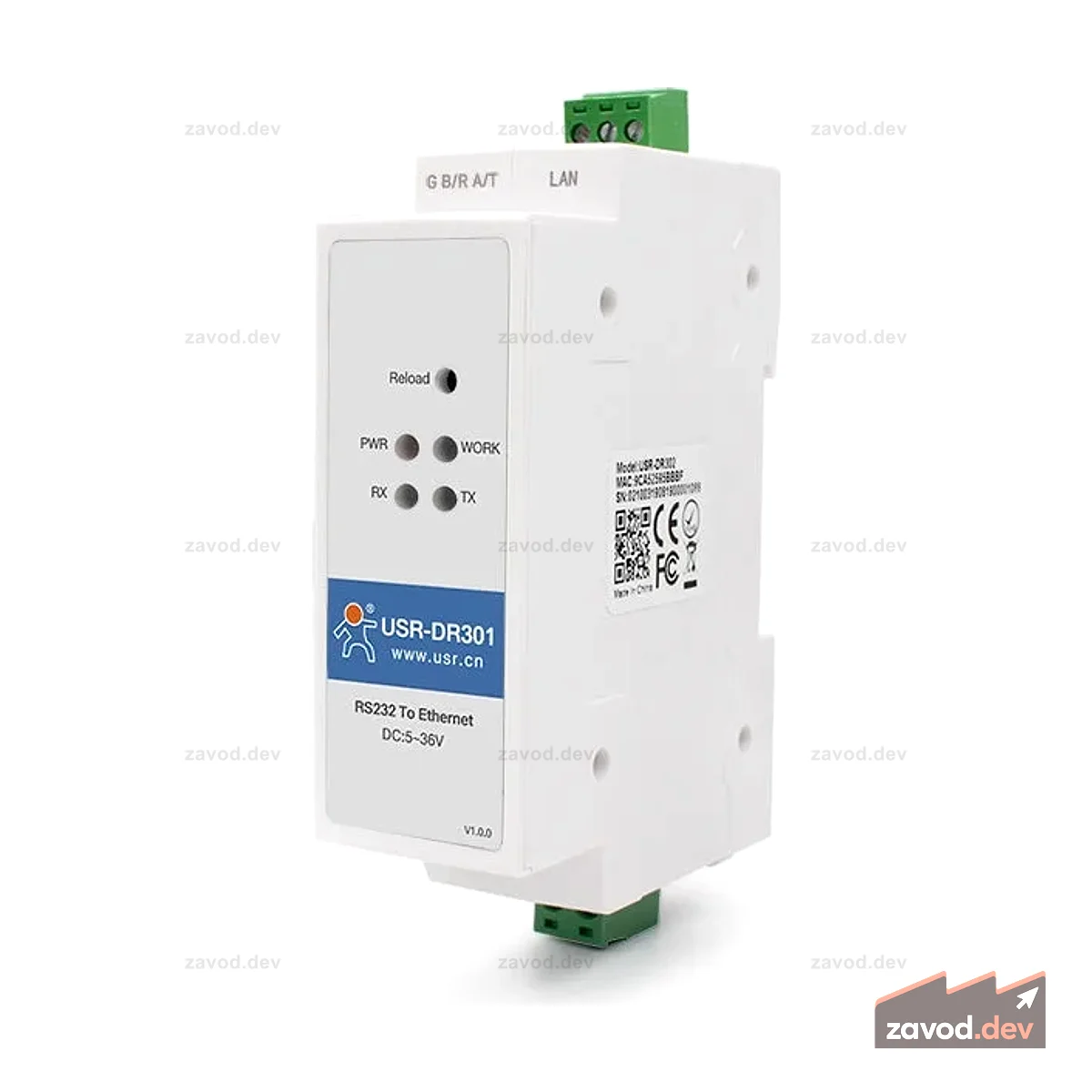 USR-DR301 Промышленный преобразователь RS232 или Ethernet (DIN-Hutschiene)