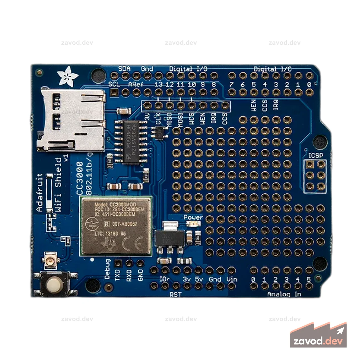 Adafruit CC3000 WiFi Shield с разъемом uFL для внешней антенны