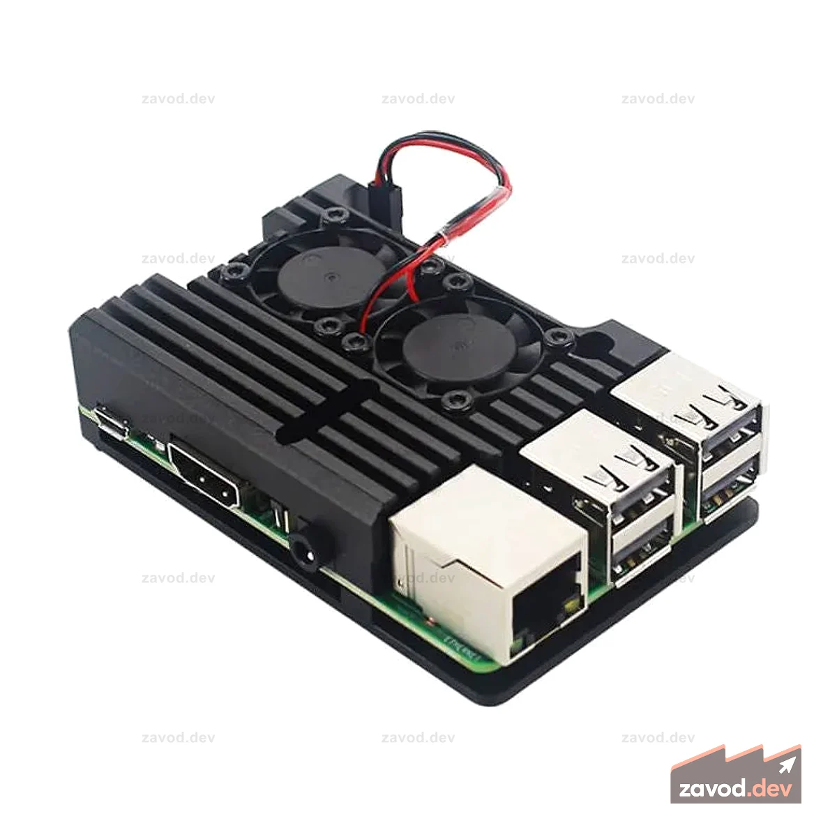 Raspberry Pi 3 Model B B+ Алюминиевый корпус с радиатором и двойным вентилятором