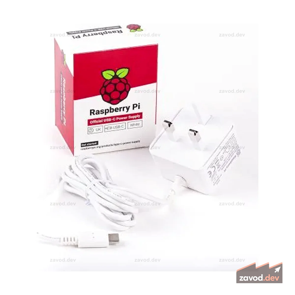 Официальный блок питания Raspberry Pi 15,3 Вт, USB-C с кабелем длиной 1,5 м, вилка UK, 5,1 В, 3 А, белый