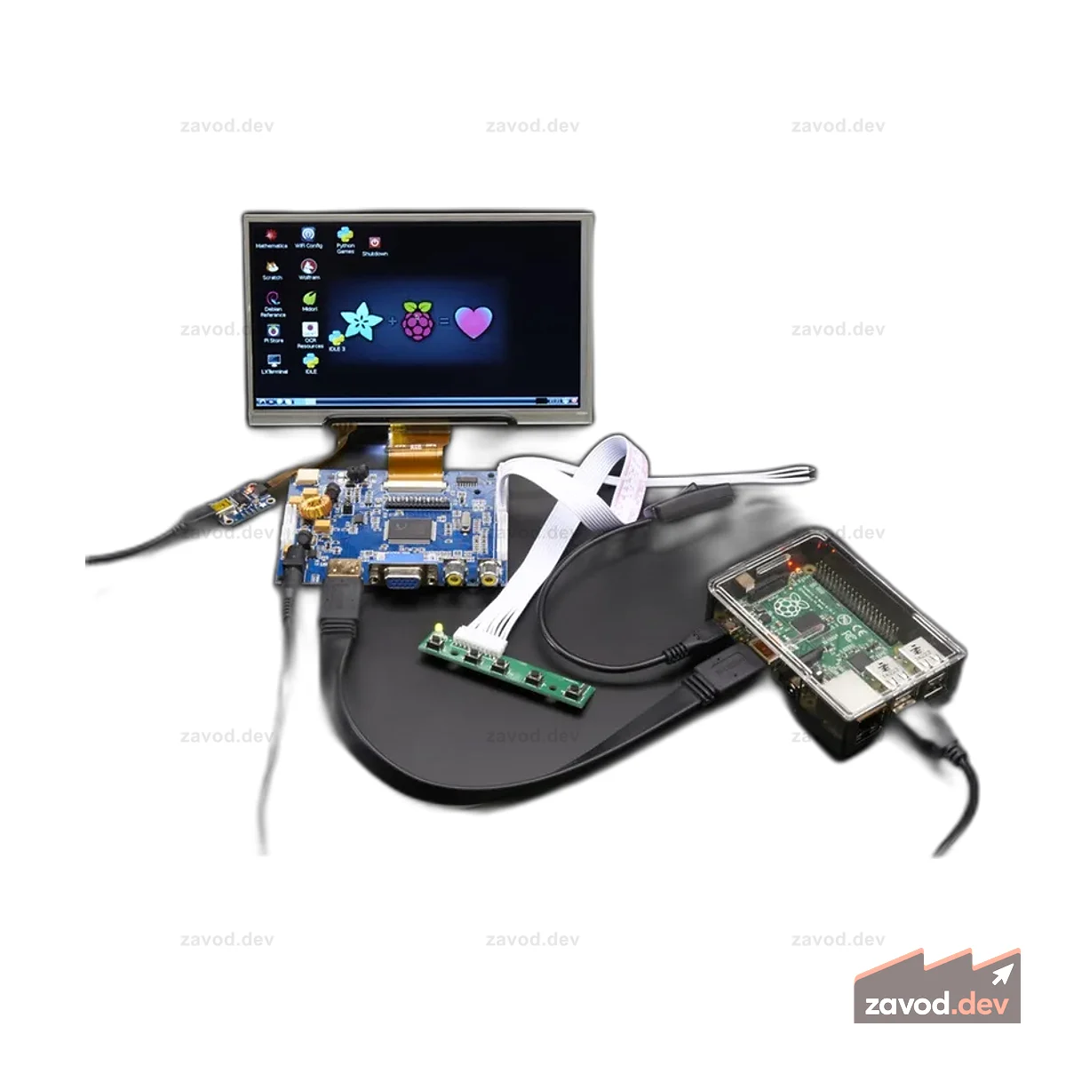HDMI 4 Pi: 7 дисплеев Аудио 1024x600 с сенсорным экраном