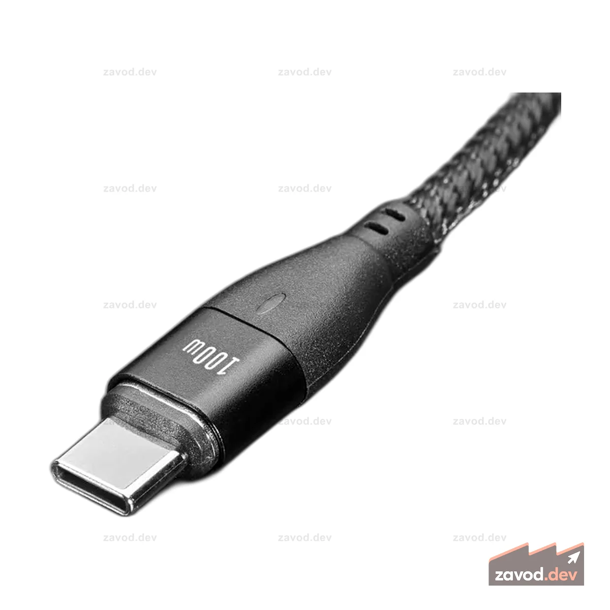 Черный тканый кабель USB A или Type-C на Type-C с магнитным наконечником длиной 1 метр