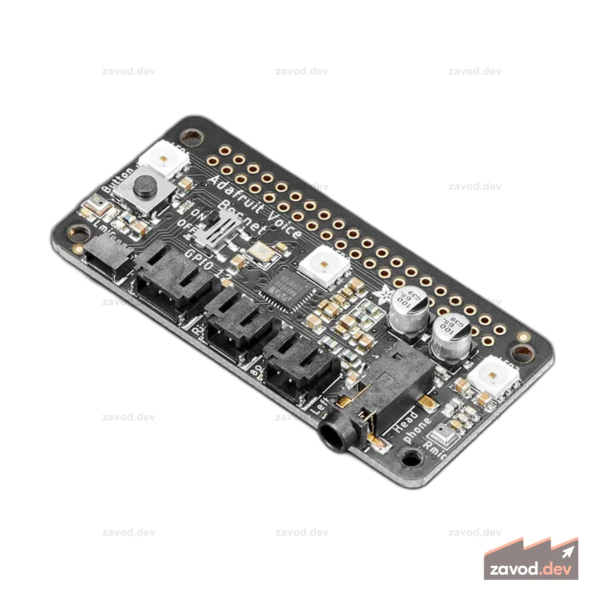 Голосовой чехол Adafruit для Raspberry Pi — два динамика + два микрофона