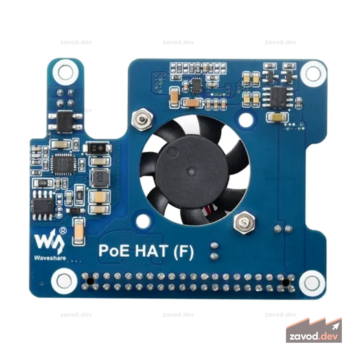 Шляпа Power Over Ethernet (F) для Raspberry Pi 5, высокая мощность, встроенный вентилятор охлаждения, с металлическим радиатором, поддержка сетевого стандарта 802.3af/at