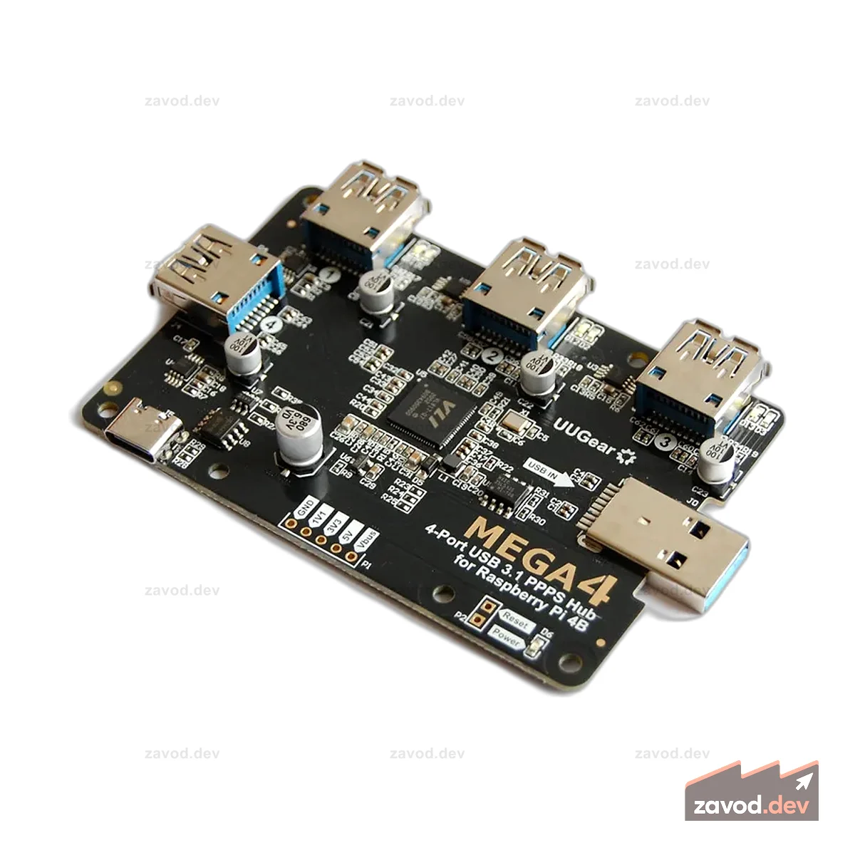 MEGA4: 4-портовый концентратор USB 3.1 PPPS для Raspberry Pi