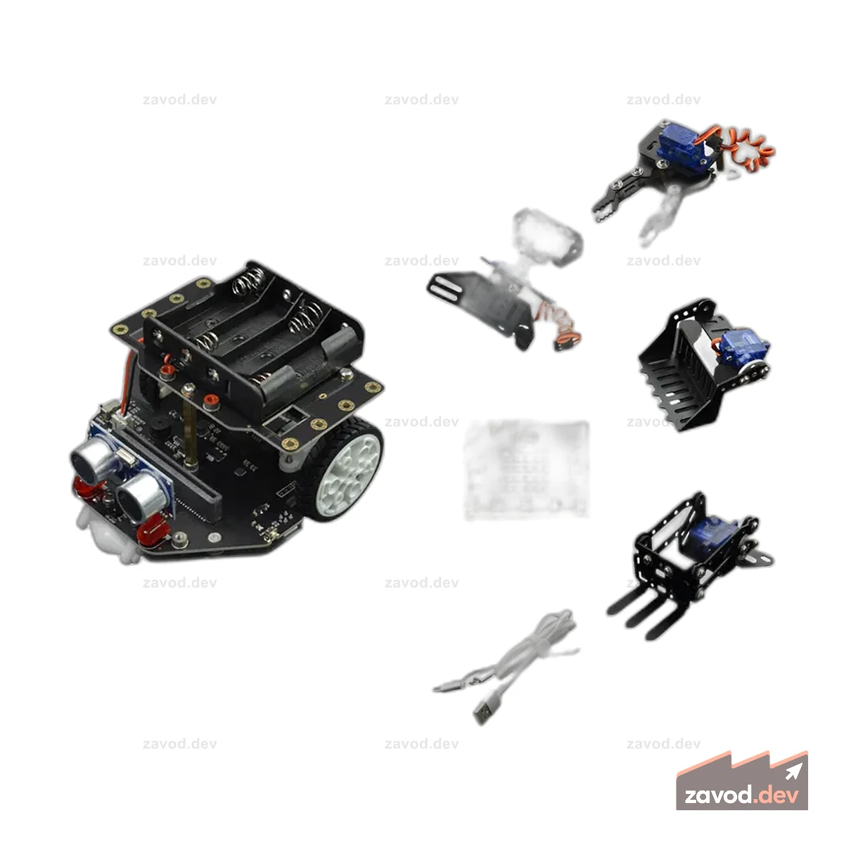 micro:Maqueen Plus V2 (Ni-MH аккумуляторная батарея) с micro:Maqueen Mechanic и micro:bit V2
