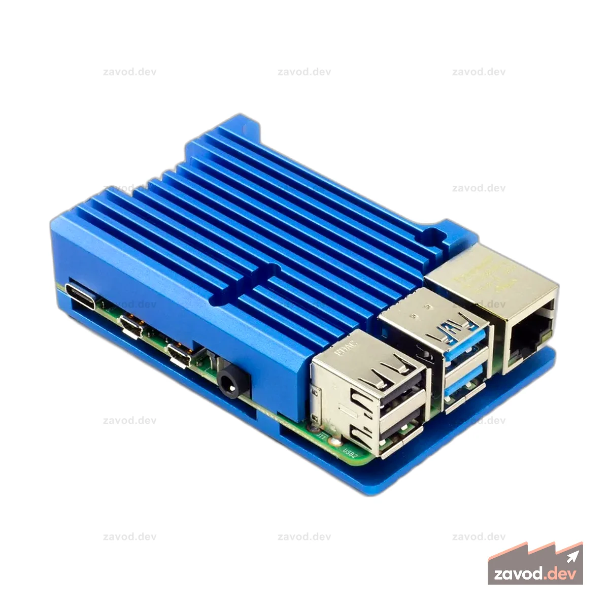 Алюминиевый корпус с радиатором для Raspberry Pi 4 — синий