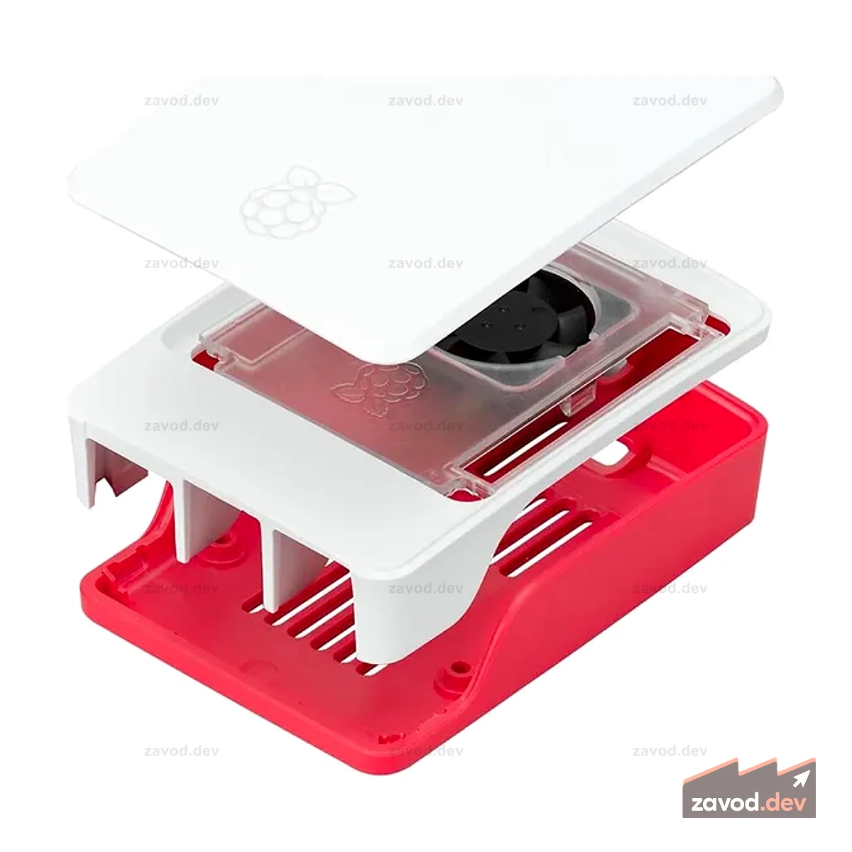 Официальный чехол для Raspberry Pi 5 с вентилятором, красный/белый