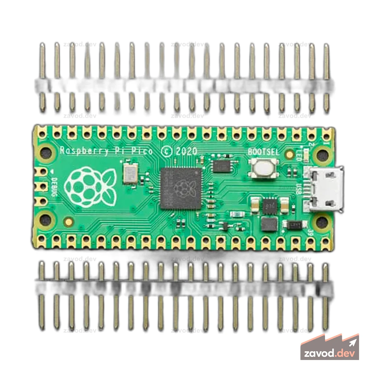 Raspberry Pi Pico RP2040 со свободными распаянными разъемами