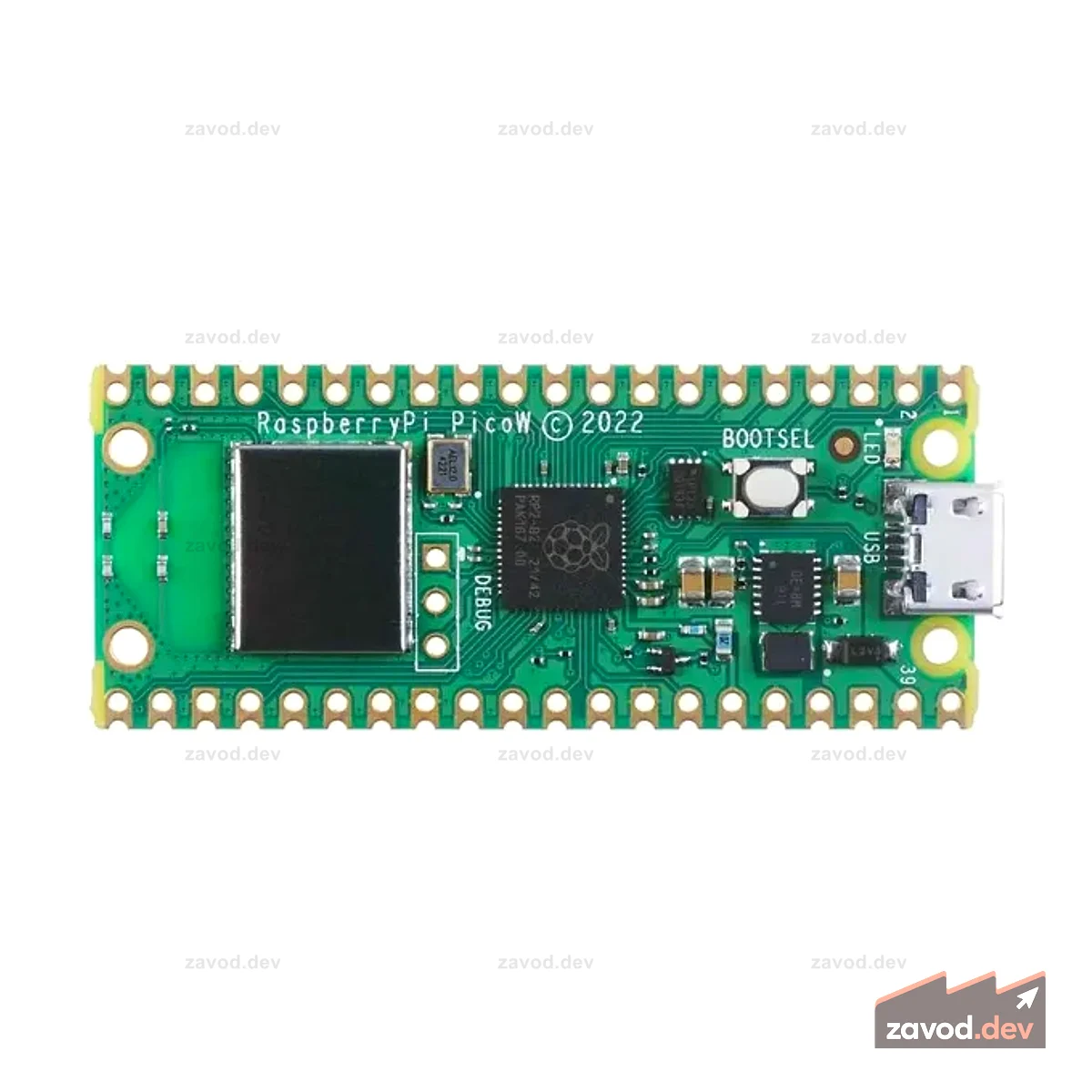 Raspberry Pi Pico W — чип Raspberry Pi RP2040, поддержка Wi-Fi и Bluetooth 5.2, удобный для начинающих микроконтроллер, небольшой и гибкий дизайн