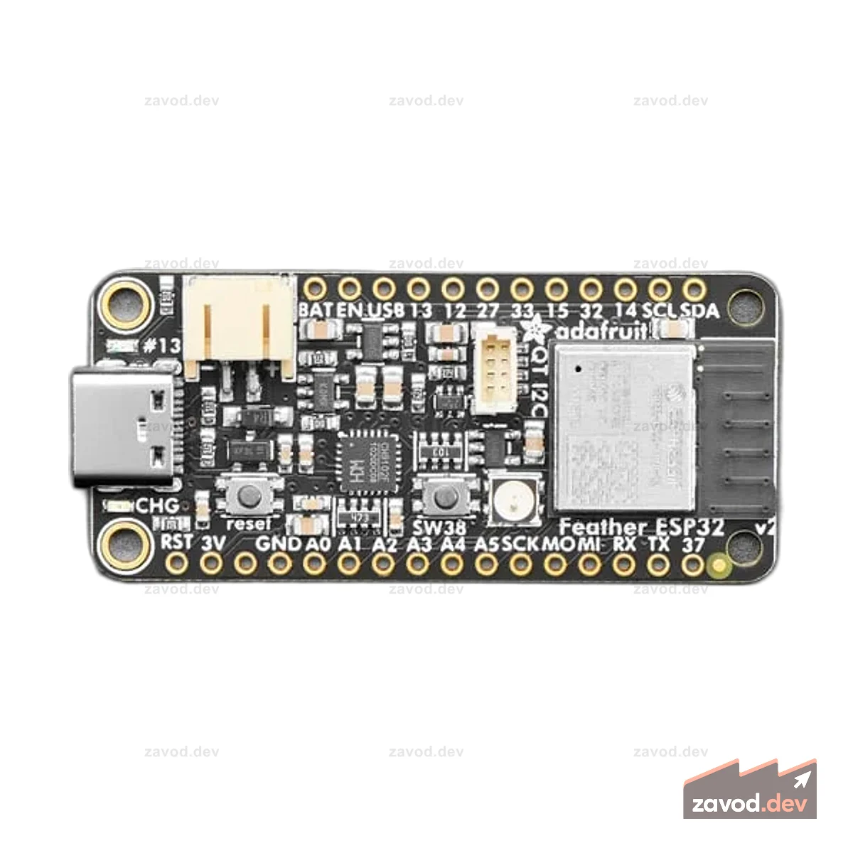 Adafruit ESP32 Feather V2 — флэш-память 8 МБ + PSRAM 2 МБ