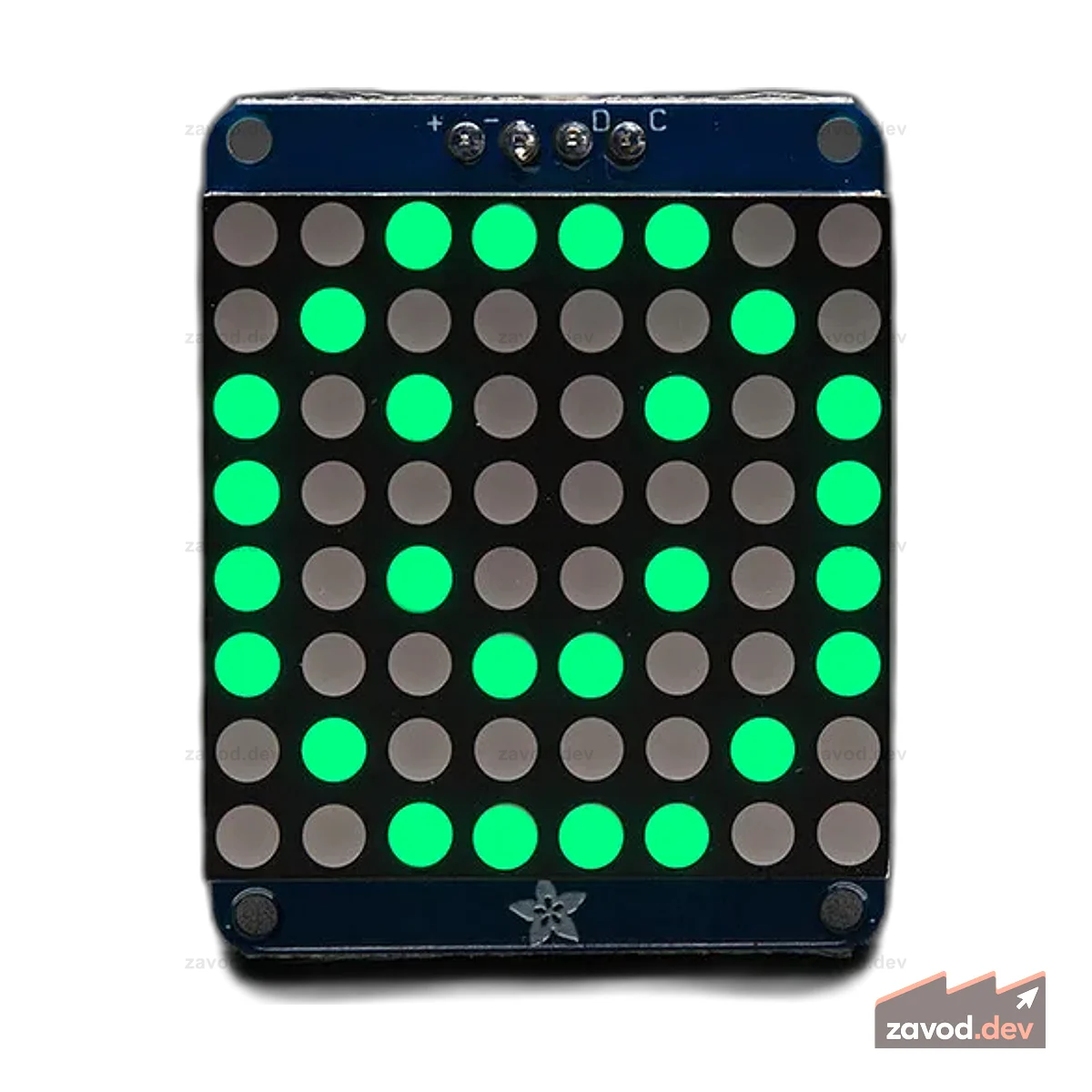 Adafruit Small 1,2-дюймовая светодиодная матрица 8x8 с рюкзаком I2C - чистый зеленый