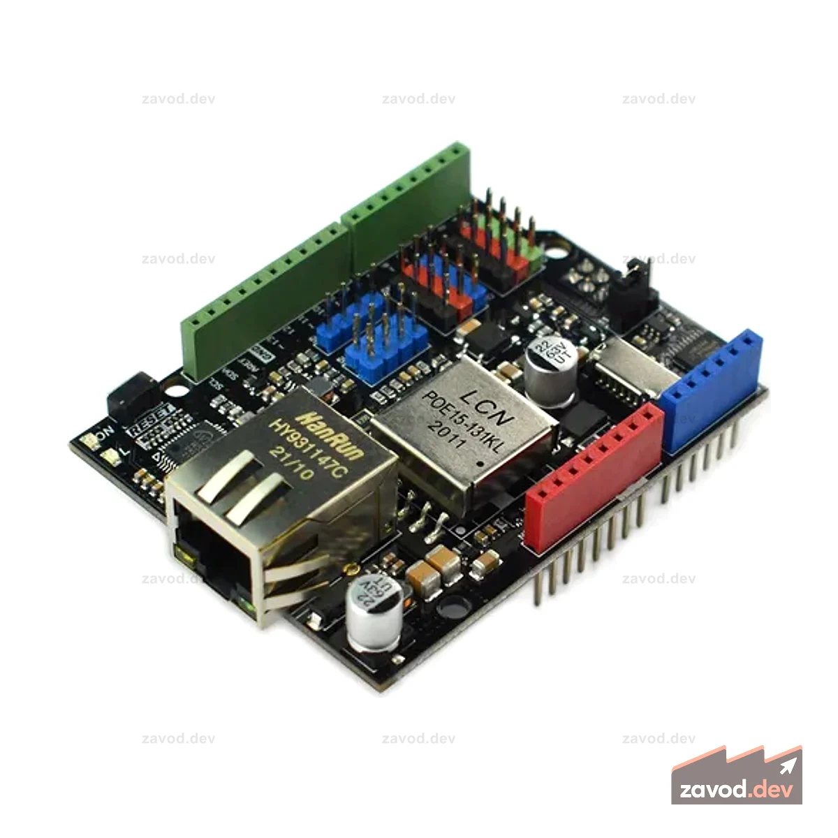 Ethernet и PoE Shield для Arduino (W5500, IEEE 802.3at)