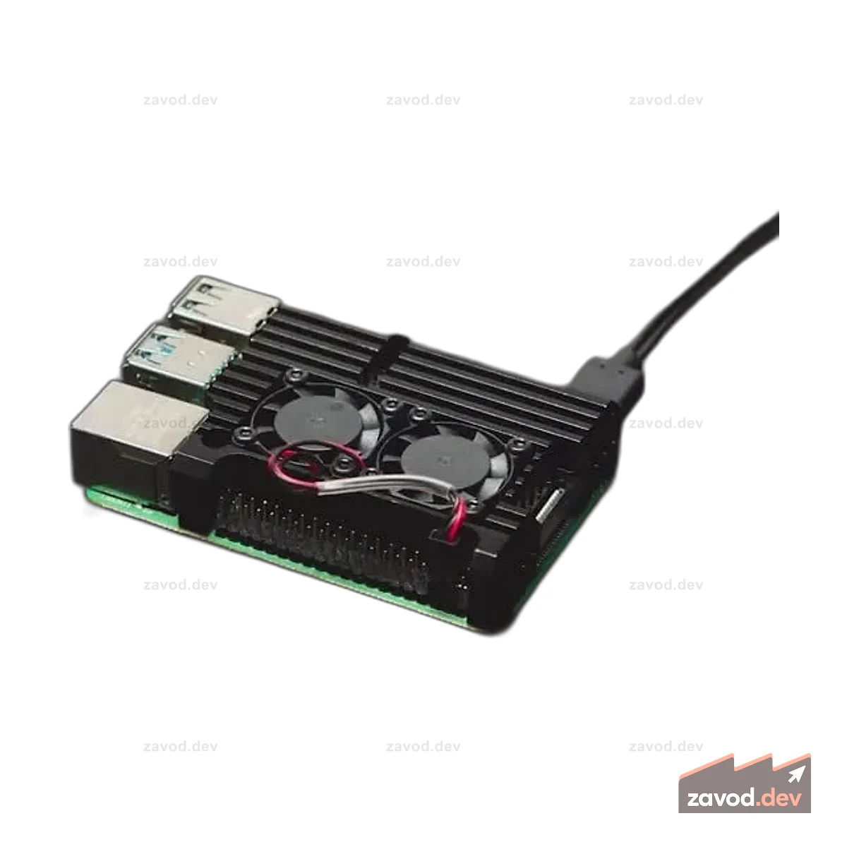 Алюминиевый металлический радиатор Raspberry Pi 4 с двумя вентиляторами