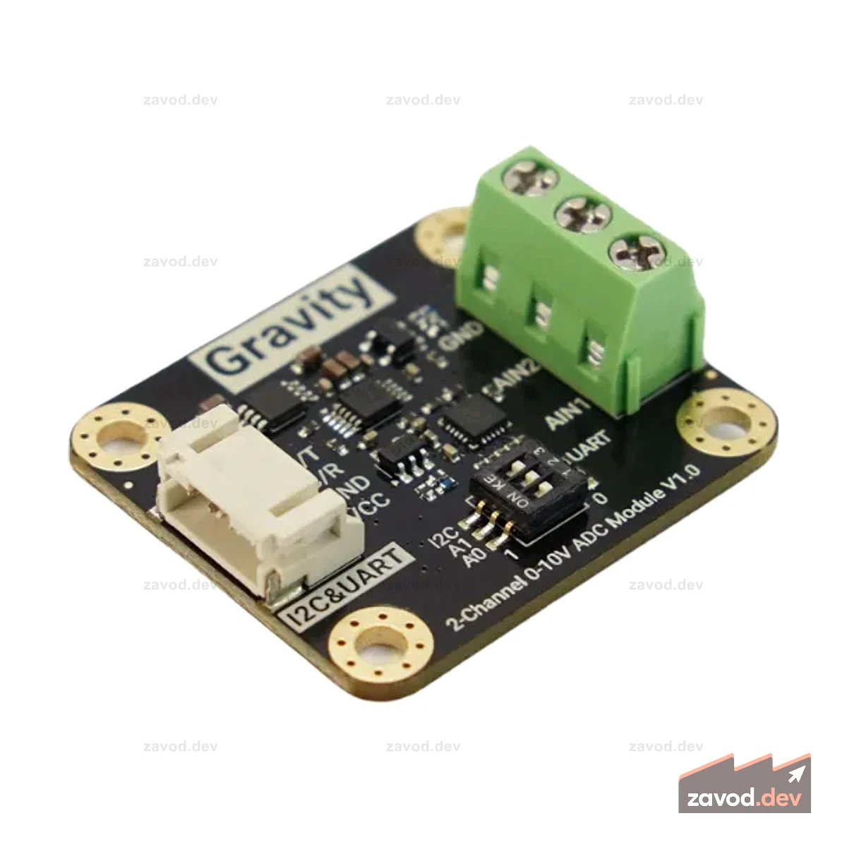 Gravity: 15-битный двухканальный высокоточный АЦП 0–10 В, модуль АЦП для Arduino/Raspberry Pi/ESP32