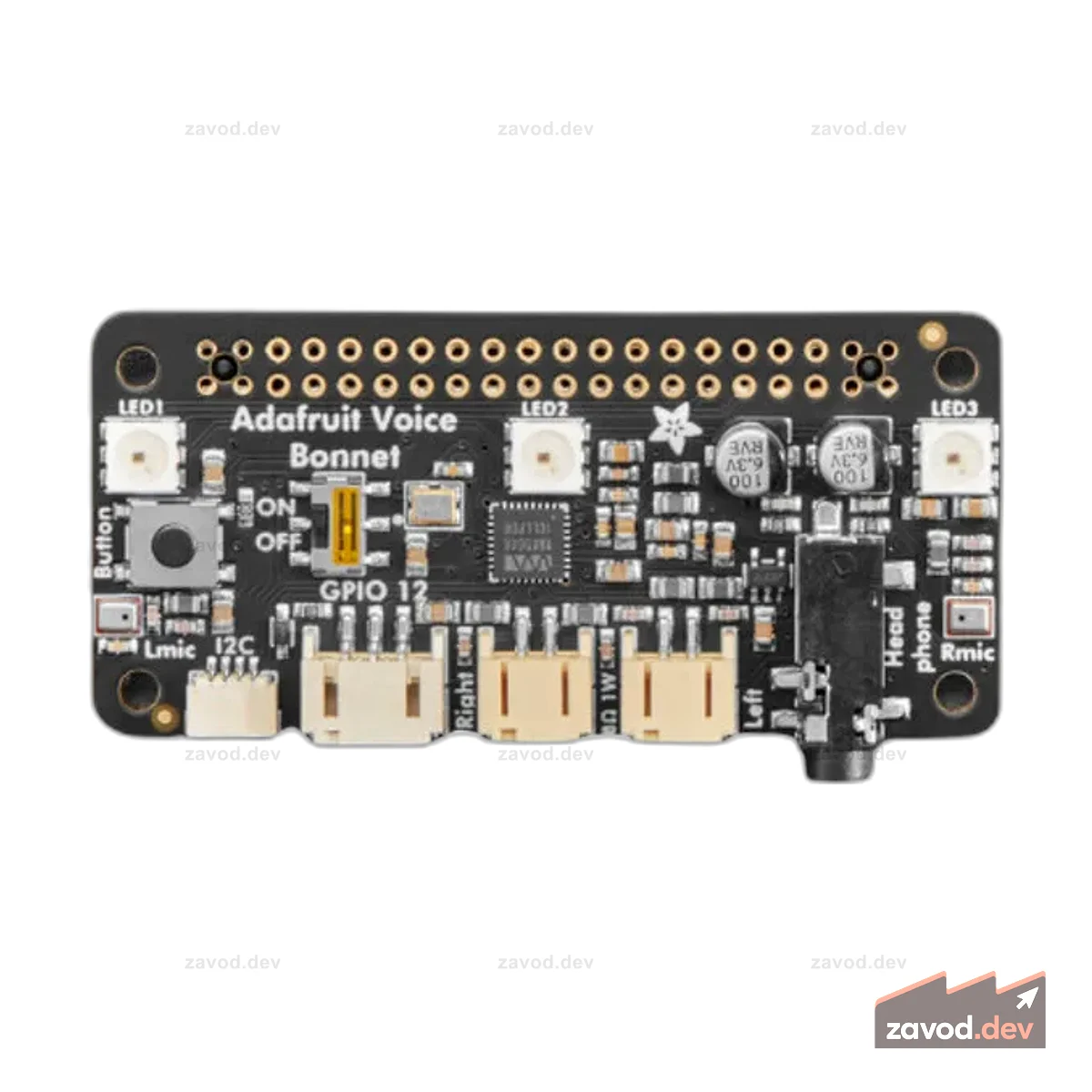 Голосовой капот Adafruit для Raspberry Pi — два динамика + два микрофона | Код: 4757