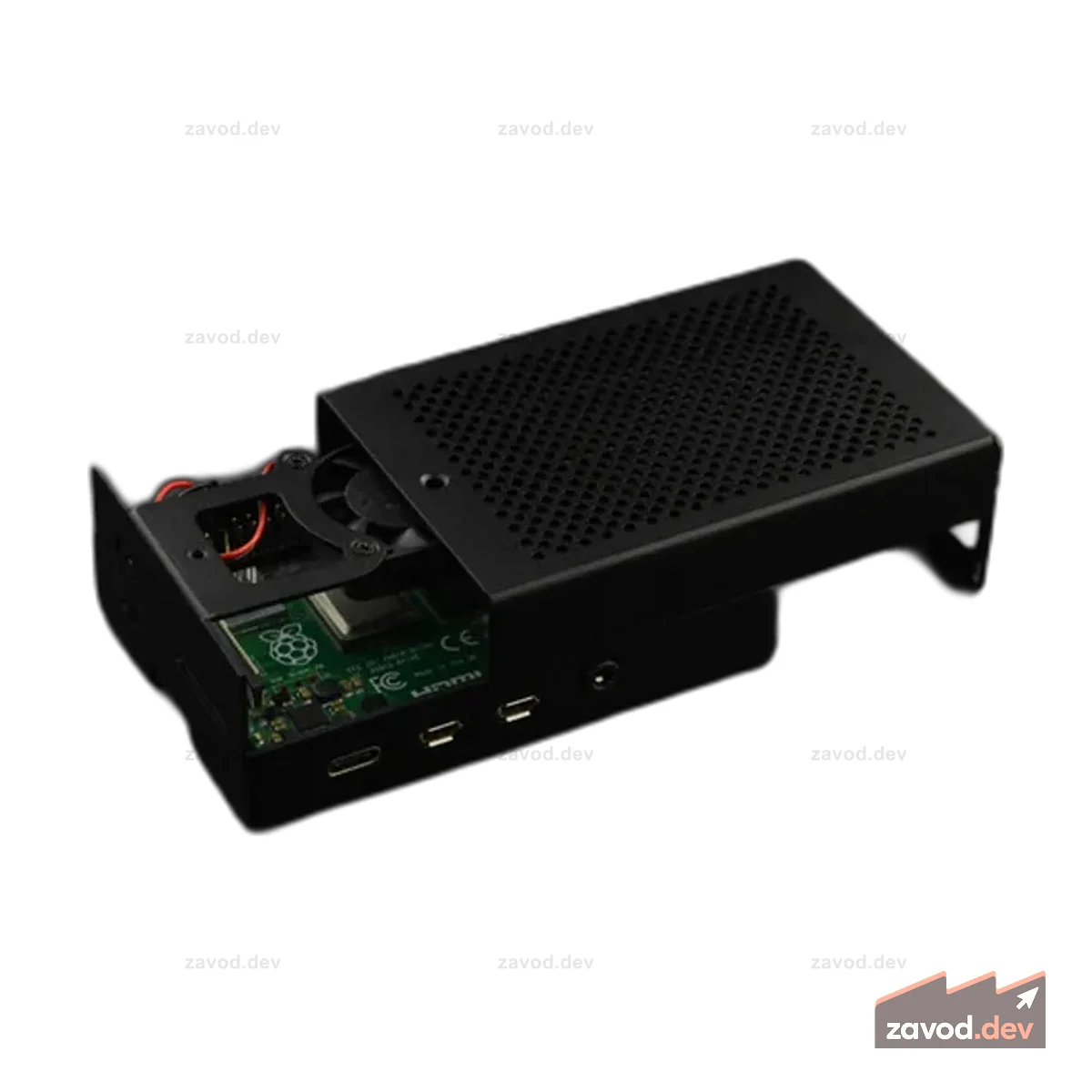 Алюминиевый корпус для Raspberry Pi 4 (с вентилятором-радиатором)
