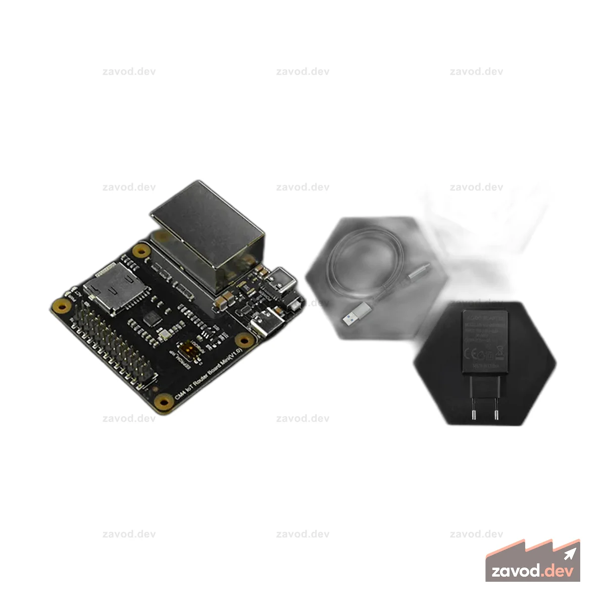 Миниатюрная несущая плата маршрутизатора Интернета вещей Raspberry Pi CM4 с корпусом, блоком питания и кабелем (стандарт ЕС)