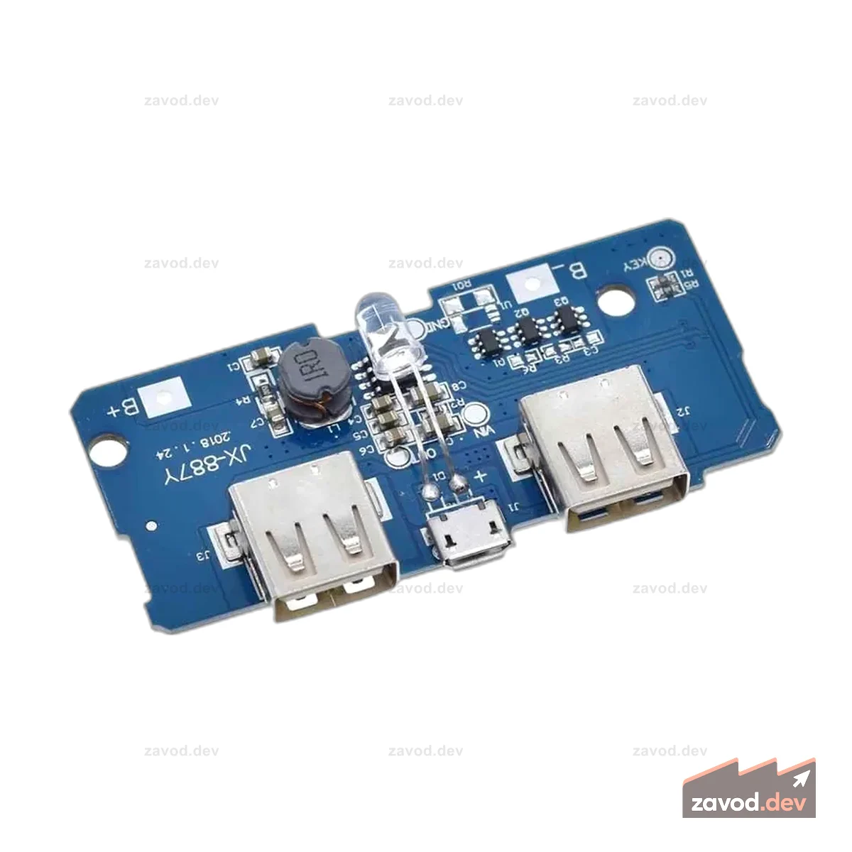 Модуль Power Bank DIY Dual Micro USB 18650 LiPo (выход от 3,7 В до 5 В, 2 А)