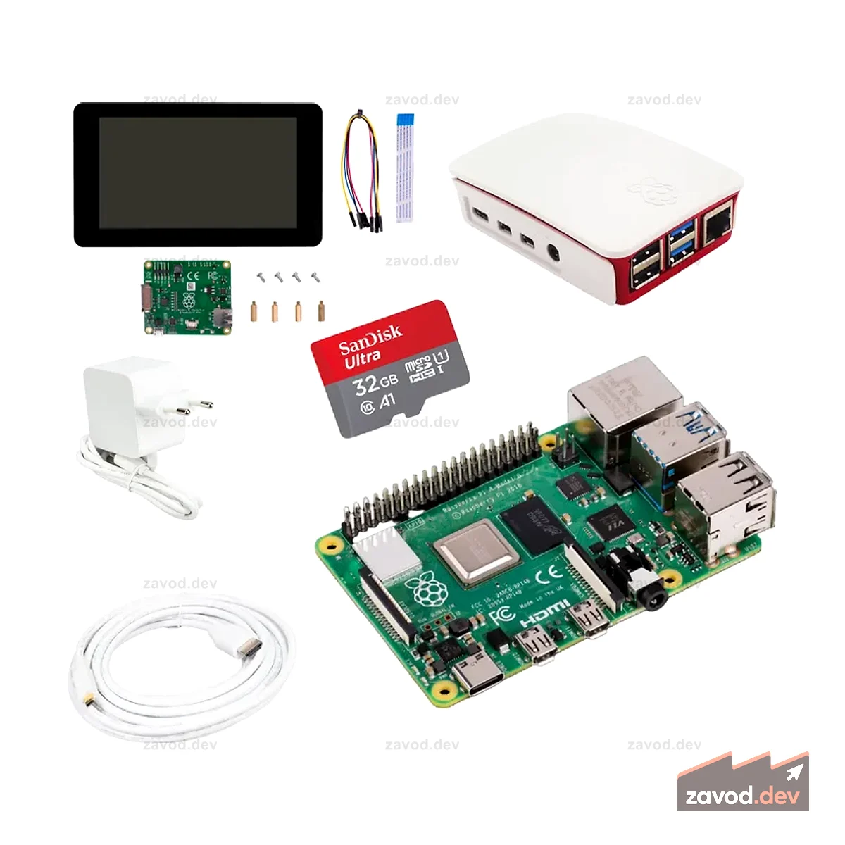 Официальный стартовый комплект Raspberry Pi 4 8 ГБ с 7-дюймовым сенсорным дисплеем