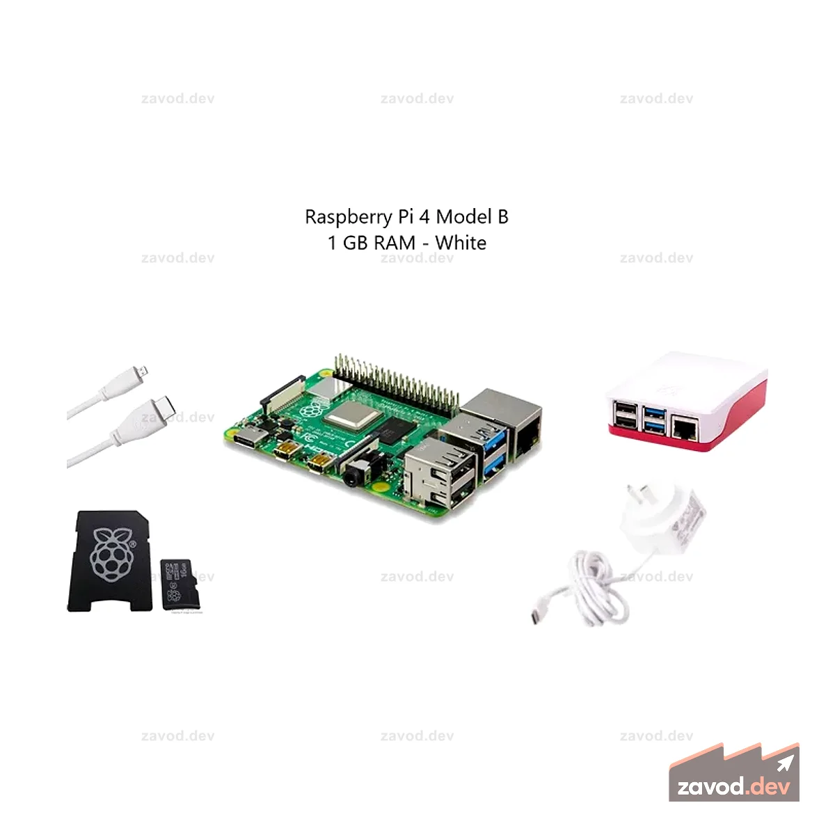 Pakronics® Raspberry Pi® 4 Model B Стартовый комплект 1 ГБ — белый