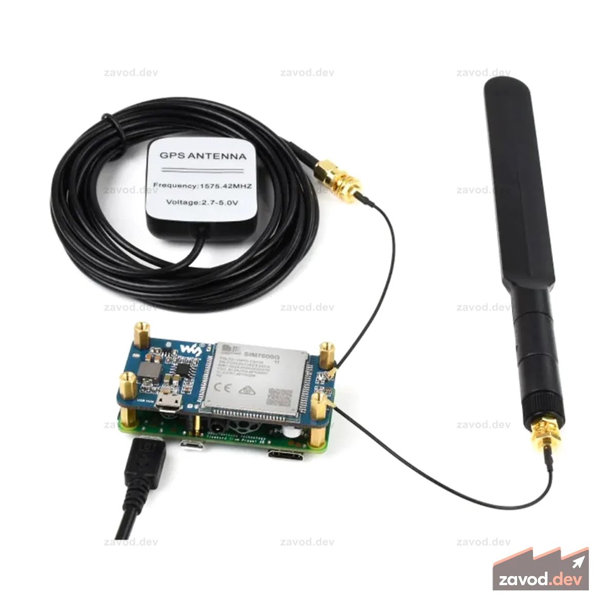 SIM7600G-H 4G HAT (B) для Raspberry Pi, поддержка LTE Cat-4 4G/3G/2G, позиционирование GNSS, глобальный диапазон