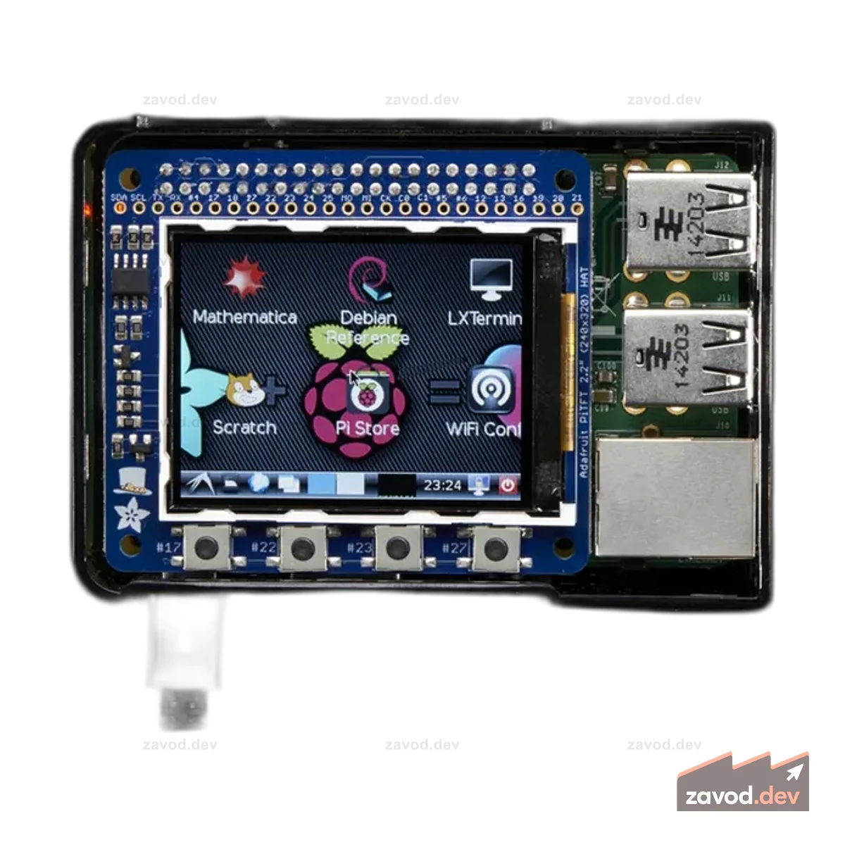 Мини-комплект Adafruit PiTFT 2.2 HAT — 320x240, 2.2 TFT — без сенсорного экрана